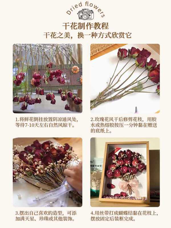 ♔ Hollow Dried Flower Photo Frame DIY Display Stand Preserved Flower Specimen Handmade Picture Frame Bouquet Display Ticket Root Photo
