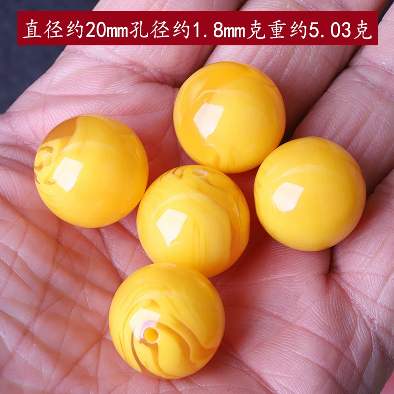 Synthesized rosary with round beads wax agate handmade, DIY