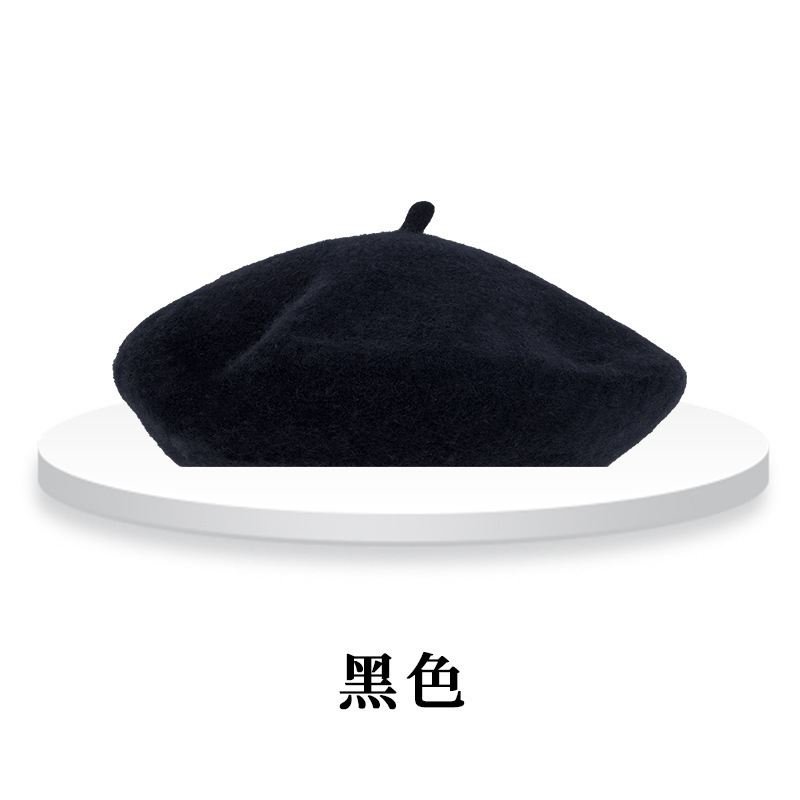 韩版新款大头围贝雷帽纯色百搭秋冬款羊毛南瓜帽休闲显脸小画家帽|undefined