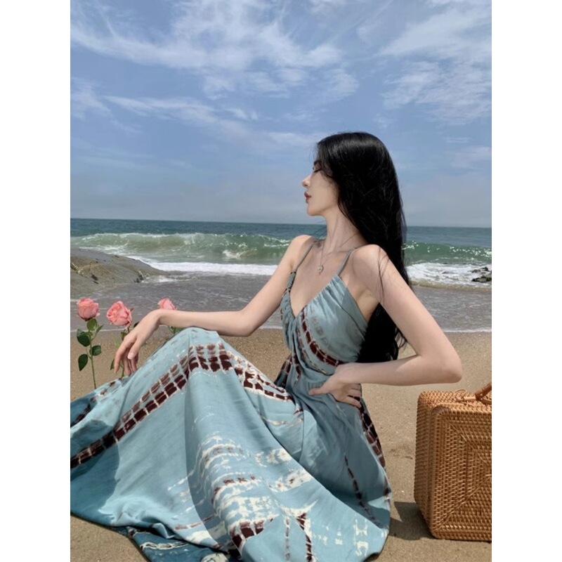 Bohemian Vacation Dress for Women, New Summer Style, French-Style Travel Photography Beach Dress, Elegant Long Dress