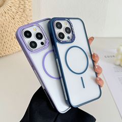 肌触りの良い細い磁気吸着式iPhone17promax用スマホケース、Apple16用蝶結びダイヤモンド付きレンズ保護