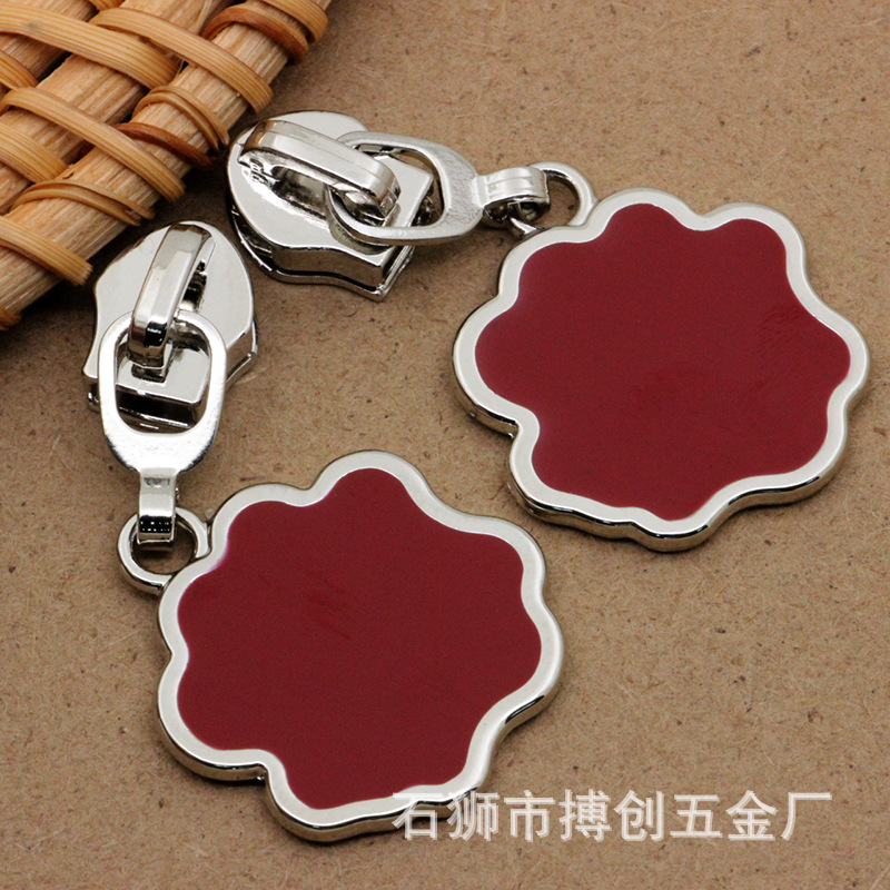 3号花钩花瓣珐琅拉链头 可调色拉链片 5号8号尼龙象鼻头拉锁头