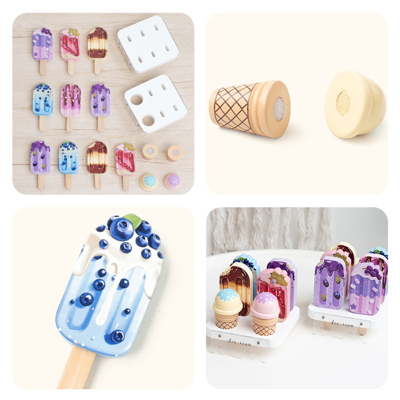 Educación temprana transfronteriza Montserrat Juguetes de rompecabezas helado letras emparejadas cognitivo infantil Simulación palabra helado color