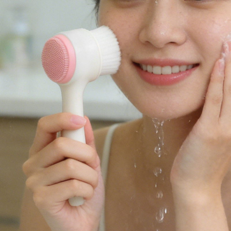 Household Manual Facial Cleansing Brush, Double-Sided Soft-Bristle Massage Brush, Direct Sales from the Manufacturer, Pore-Cleaning Silicone Face Brush