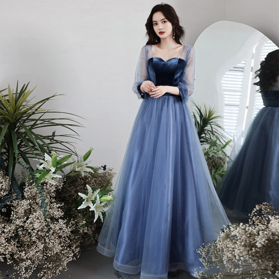 Evening Dress 2021 New Spring Velvet Skinny Birthday Party Host Banquet Elegant Belly Covering Dress for Women