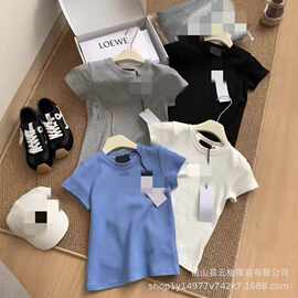 2025春夏新款字母印花短袖T恤女修身设计感小众时尚百搭上衣