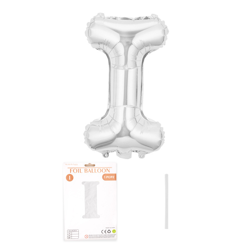 16 pulgadas alfabeto inglés tarjeta de papel independiente embalaje película de aluminio globo decoración de fiesta de cumpleaños diseño papel de aluminio globo al por mayor
