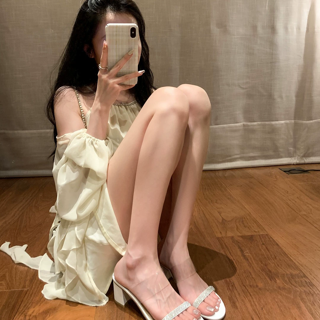 [Тот же абзац Су Иньинь] Fantasy Dance Club ~ Диамант прозрачные слова с толстыми каблуками и тапочками женские туфли на каблуках