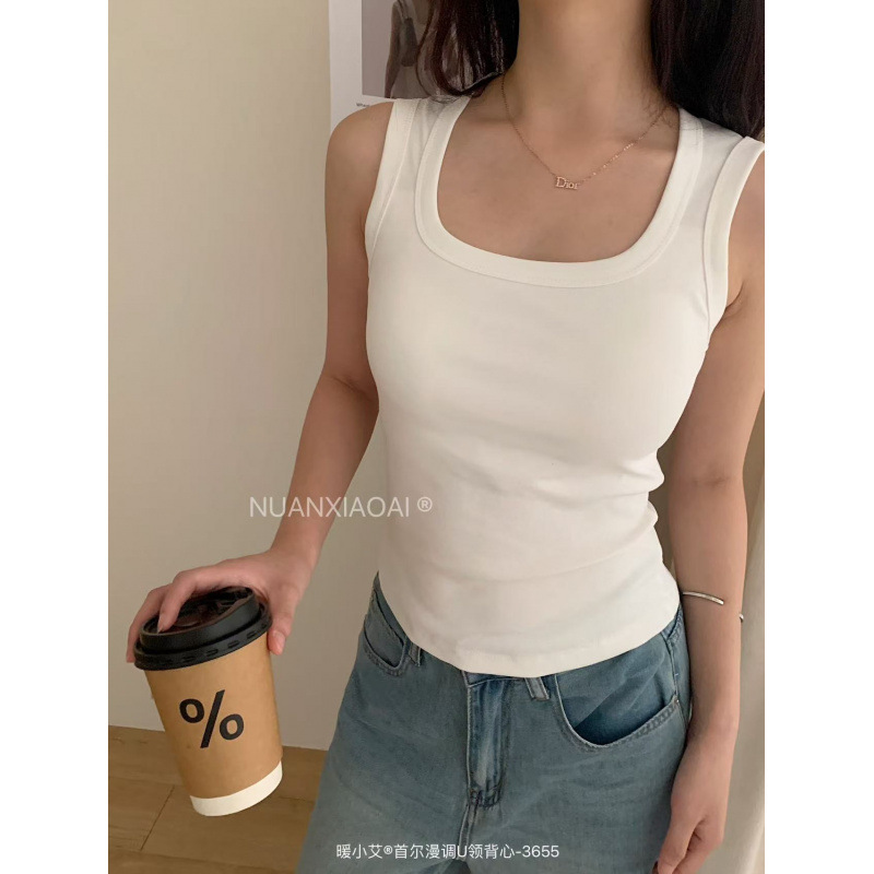 暖小艾吊带背心3655吊带U领无袖修身防走光收副乳宽肩背心打低衣|undefined