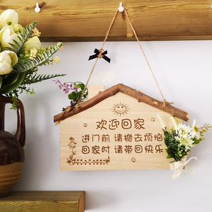 Wholesale Wooden Door Signs, Small House Shapes, Multiple Colors Available, Customizable Engraving, Decorative Signs for Pastoral Style