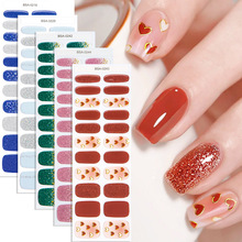 正祥免烤凝胶美甲贴超闪半透亮渐变葱粉跨境temu热销凝胶UV指甲贴