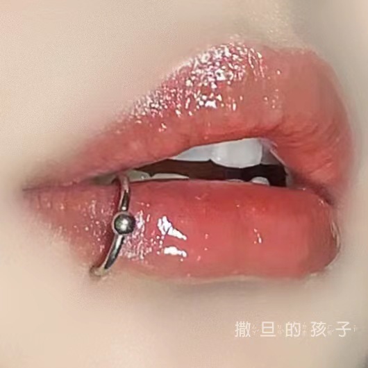 Labret stud lip piercing jewelry styling detail