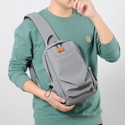 Factory new wholesale men's chest bag, water-repellent and wear-resistant shoulder bag, simple and fashionable commuter crossbody bag, printable