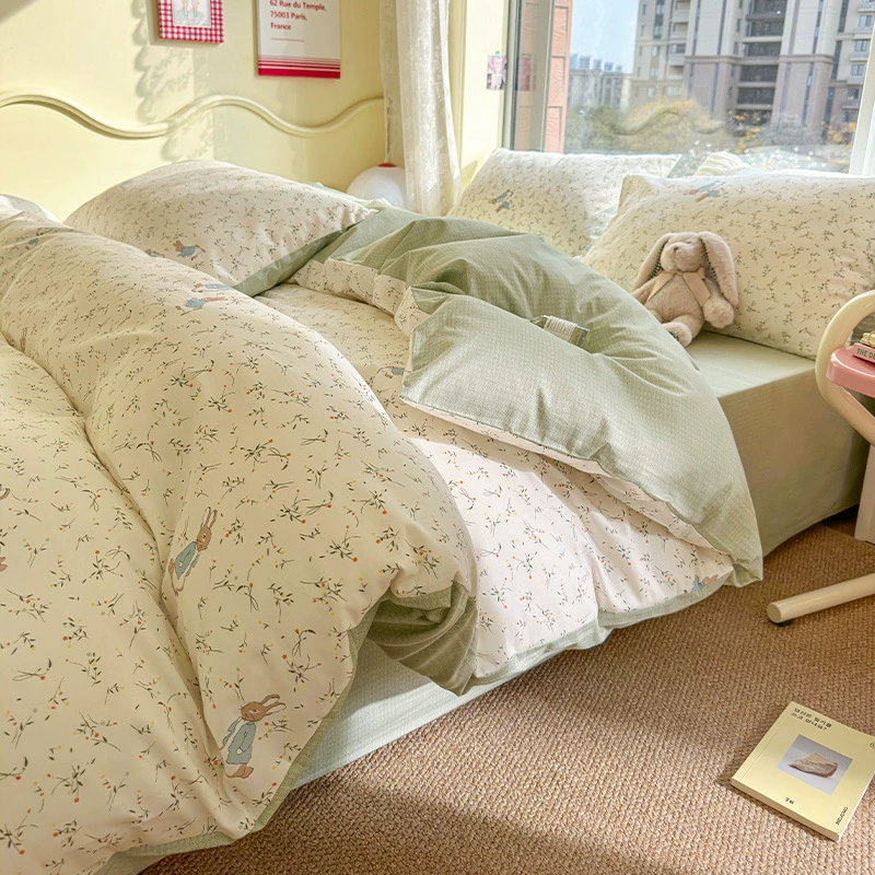 Комплект постельного белья из 100% хлопка, комплект из трех предметов из чистого хлопка 60-го класса, простыня с мелким цветочным узором, пододеяльник, простыня на резинке, оптовая продажа, минимализм.