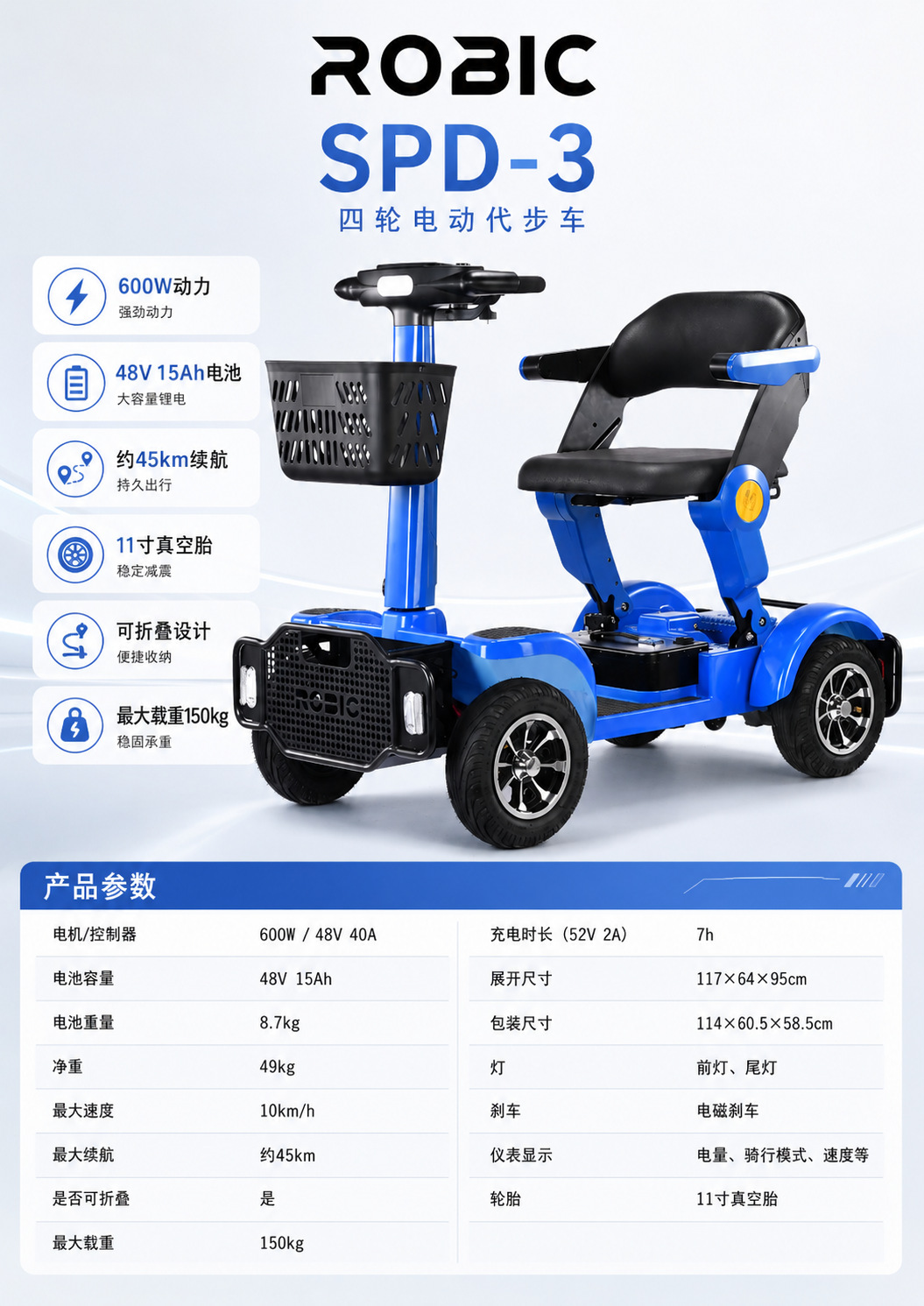 Chacha Bear Electric Scooter for the Elderly, Foldable Four-Wheel Electric Vehicle for Home Use