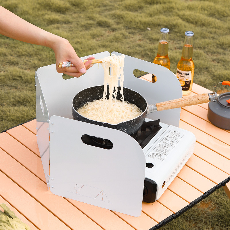 Tarjeta plegable al aire libre estufa viento escudo camping Escudo de viento al aire libre camping picnic estufa viento escudo