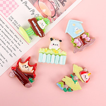 卡通亮面火柴小狗diy饰品配件手工制发夹水杯头饰树脂小配件批发