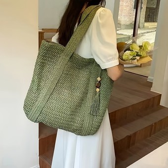 新款百搭草编包女编织包大容量托特包草包单肩包夏季手提草编包包