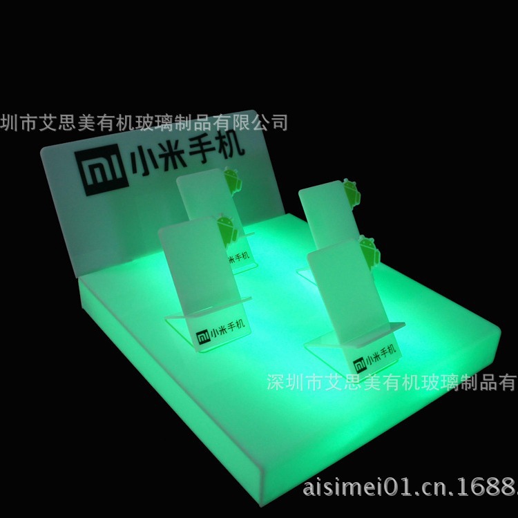 亚克力手机展示架 压克力LED发光手机展示灯箱 手机托盘生产工厂