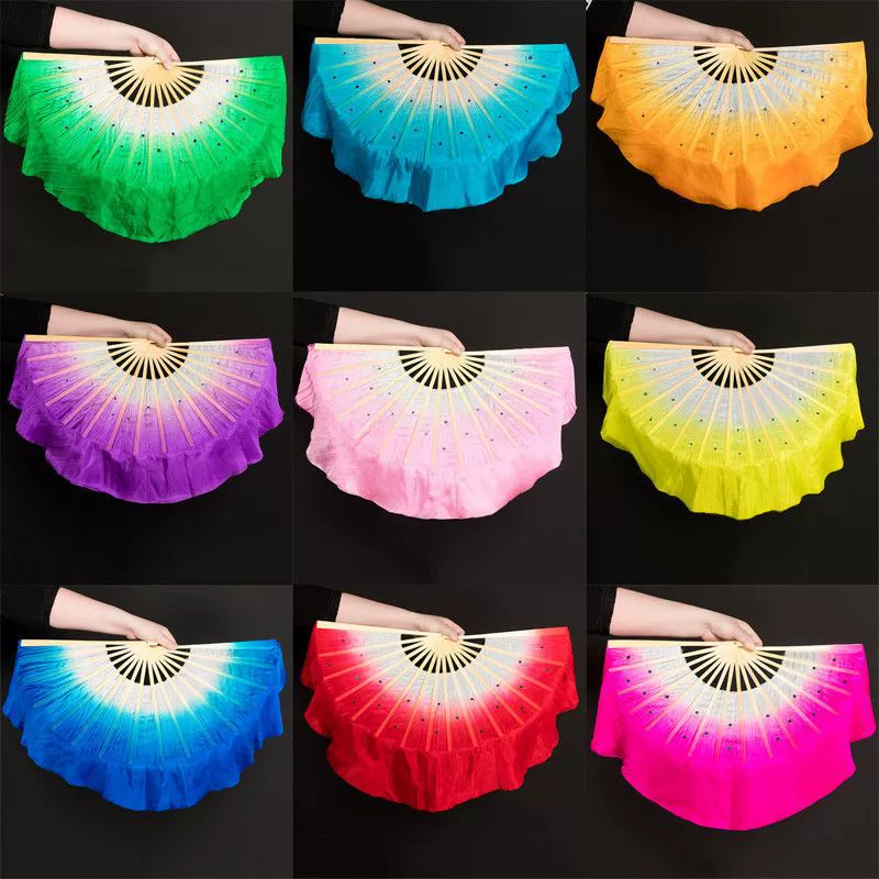 Веер для танцев, имитация шелка, двусторонний, Jiaozhou, детский танец Yangko 8inch для детского сада, выступления учащихся начальной школы AliExpress