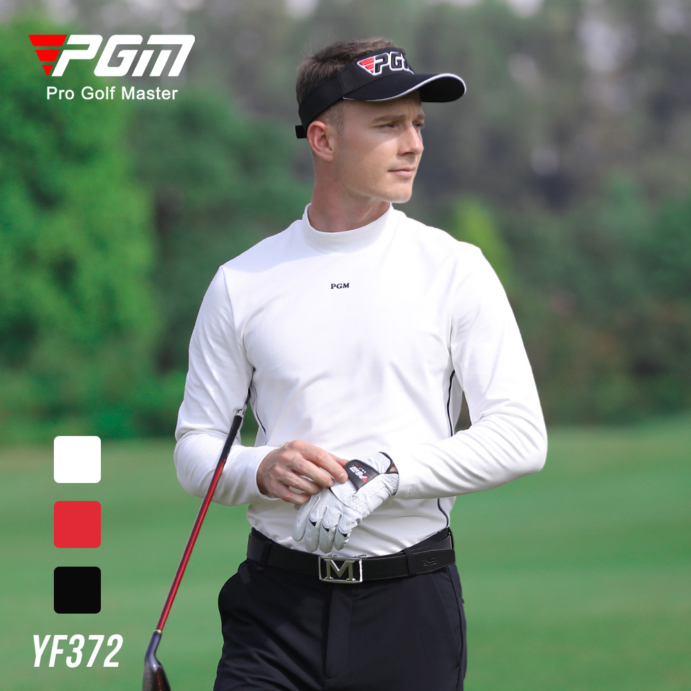 Áo polo nam dài tay golf PGM thu đông, vải nỉ giữ nhiệt — YF372 nam dài tay màu đỏ, Áo dài tay nam YF372 màu trắng, Áo dài tay nam YF372 màu đen