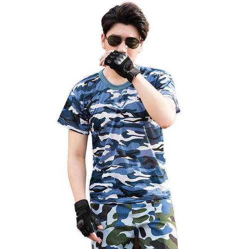 Summer Camouflage Short Sleeve Men's and Women's Military Physical Training Uniform Children's Camouflage T-shirt Loose Military Men's Top T-shirt