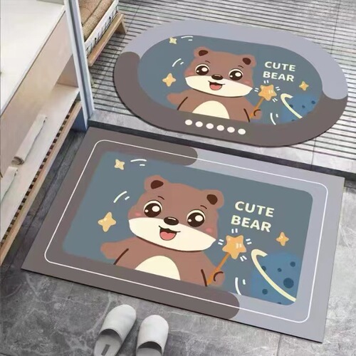 Cartoon bathroom floor mat, bathroom kitchen absorbent mat, doorway soft foot mat, quick-drying non-slip mat, entrance door mat