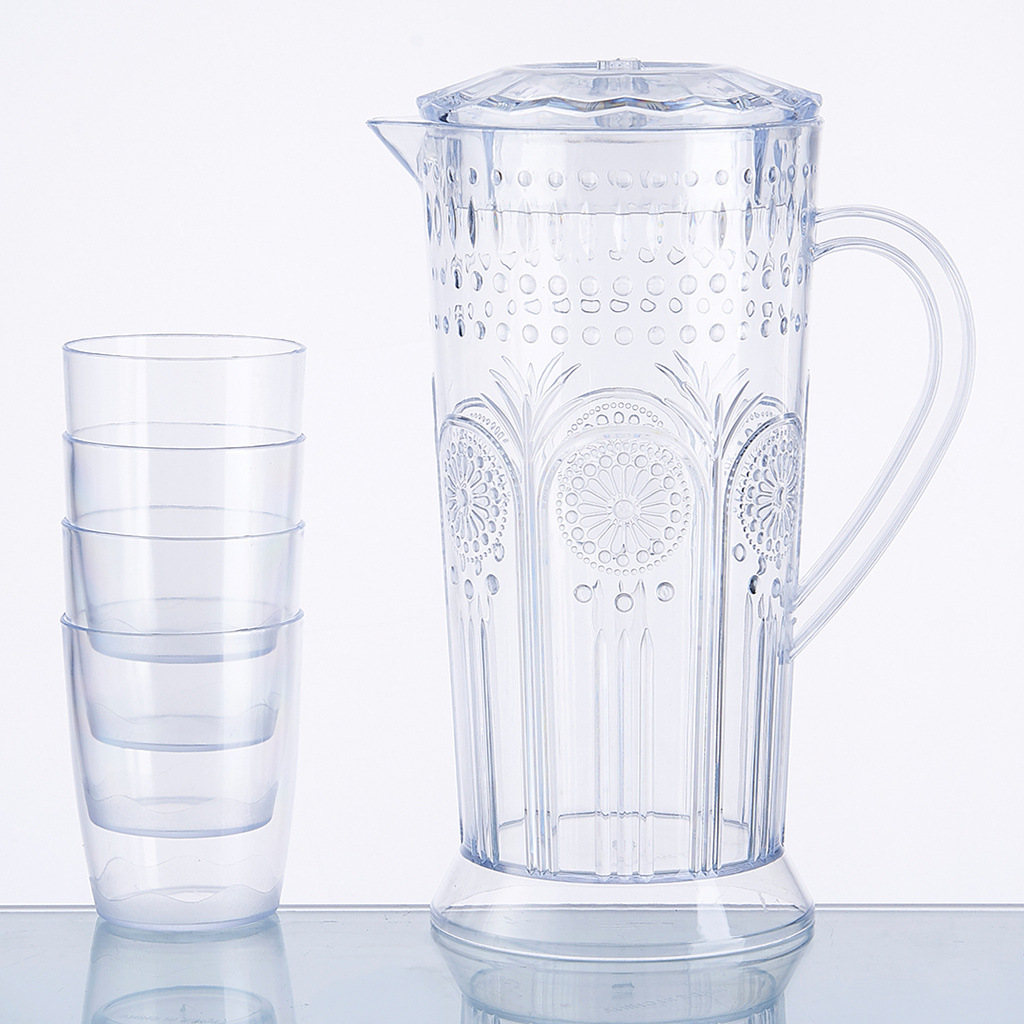 Botella de agua fría de plástico PS en verano tetera doméstica de gran capacidad refrigerador fresco abierto con tetera de agua fría resistente a altas temperaturas