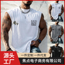 2024外贸男装T恤亚马逊夏季男士时尚休闲个性3D无袖POD一件定 制