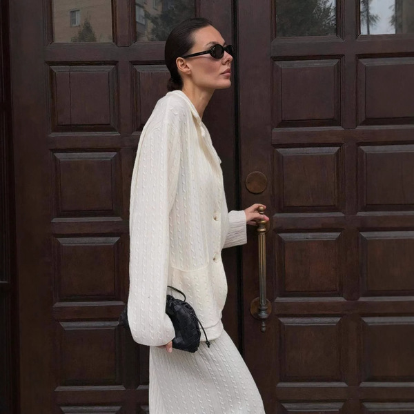 autumn solid color elegant cardigan