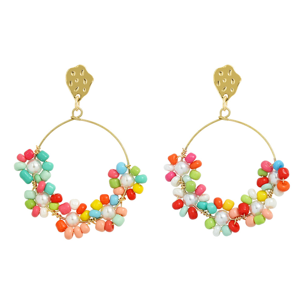 Wholesale Jewelry Color Flower Beaded Pendant Earrings Necklace Set Nihaojewelry display picture 8