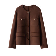 秋冬新款10山羊绒正品双面羊绒大衣女小个子羊毛短款宽松毛呢外套