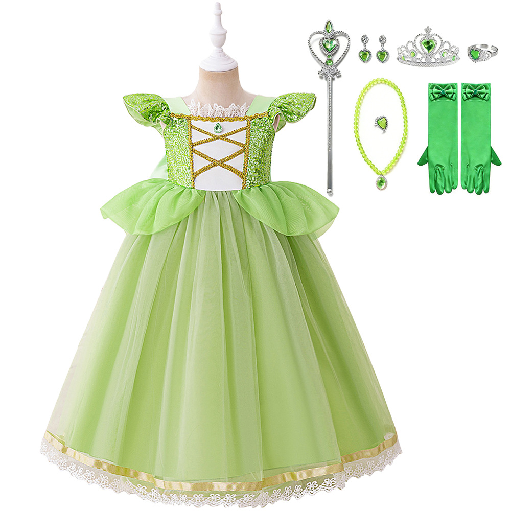Vestido de juego de rol para niñas, disfraz de Rapunzel, vestido de cumpleaños con lentejuelas para niñas pequeñas.