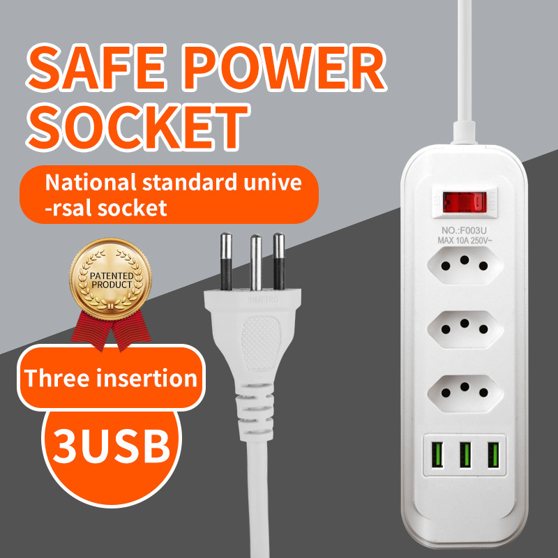 Exportaciones de comercio exterior inteligentes para Brasil enchufe de enchufe 3 / 4 / 5 / 6 con enchufe de alimentación 3USB