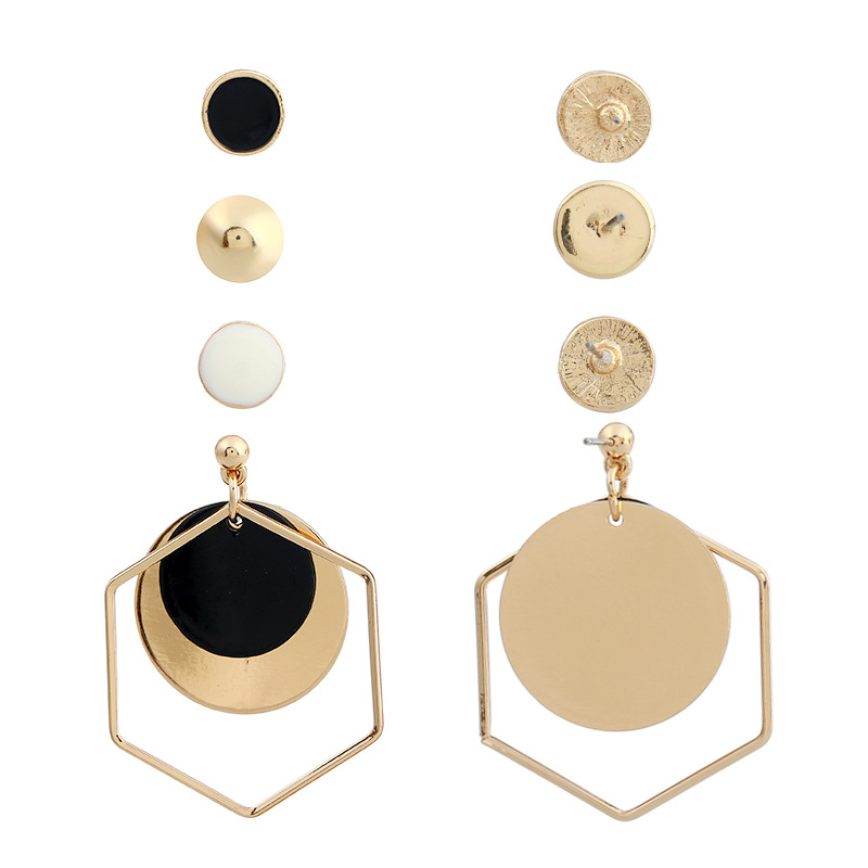 Fashion Simple Round Geometric Alloy Earrings 4-piece Set display picture 2