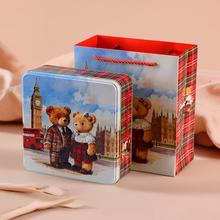 现货马口铁小熊饼干铁盒 新年货礼品曲奇饼干铁盒 通用食品喜糖盒