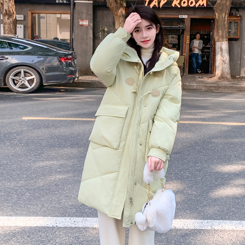 Invierno de corno de buey grueso largo plumón de algodón mujer sobre la rodilla super grueso coreano suelto chaqueta de algodón image 3