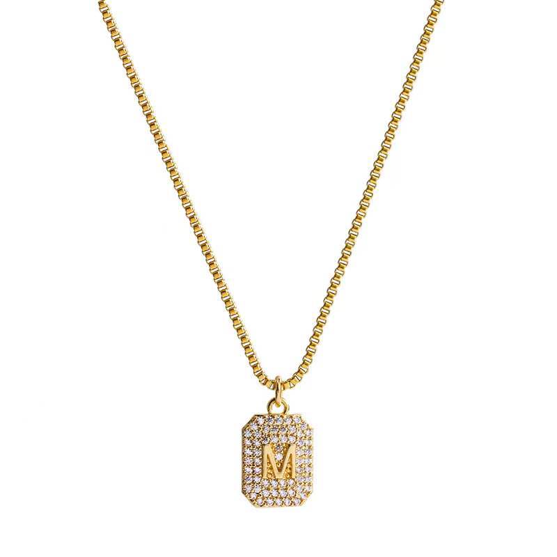 Exquisite Diamond Pendant Necklace With Titanium Steel Design, M Letter Neckchain, And Elegant Mesh Red Collar Chain_voghion.com