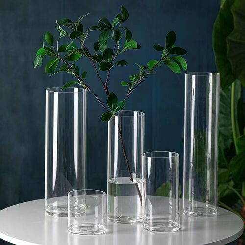 Large floor-standing straight glass vase wholesale rich bamboo hydroponic flower arrangement living room decoration ins ornaments flower shop