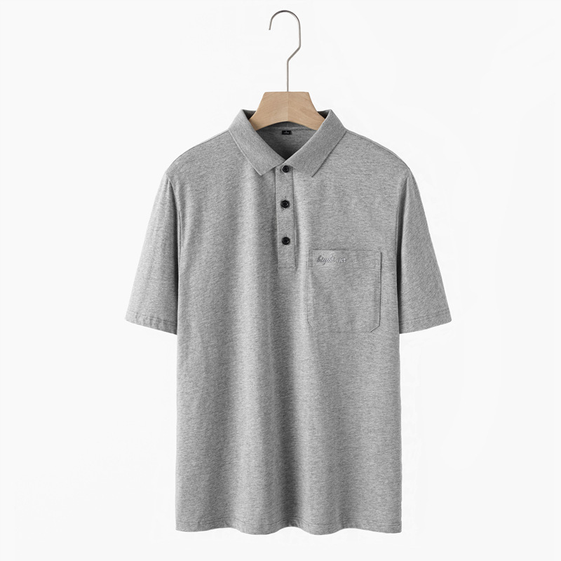 中年男性半袖純綿tシャツ夏poloシャツ吸汗通気性パパカジュアル上着ラペルtシャツ|undefined