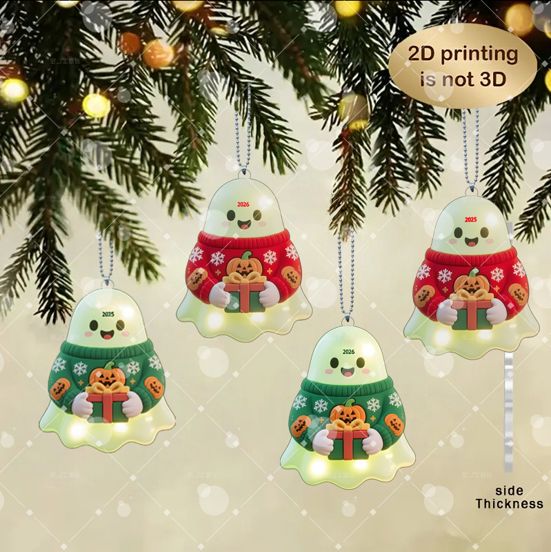Nuevos productos transfronterizos de Navidad acrílico encantador fantasma colgante decoración navideña colgante decoración del árbol de Navidad pequeño colgante