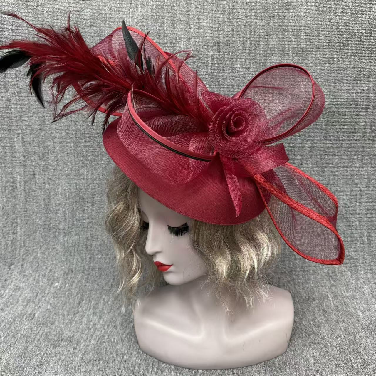European and American Amazon Feather Headdress Bridal Hair Accessories Mesh Top Hat African Wedding Hair Accessories Hairpin Handmade Feathers