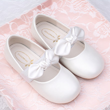 厂家直销儿童皮鞋2024春季新款蝴蝶结公主鞋女童小白鞋柔软平底鞋