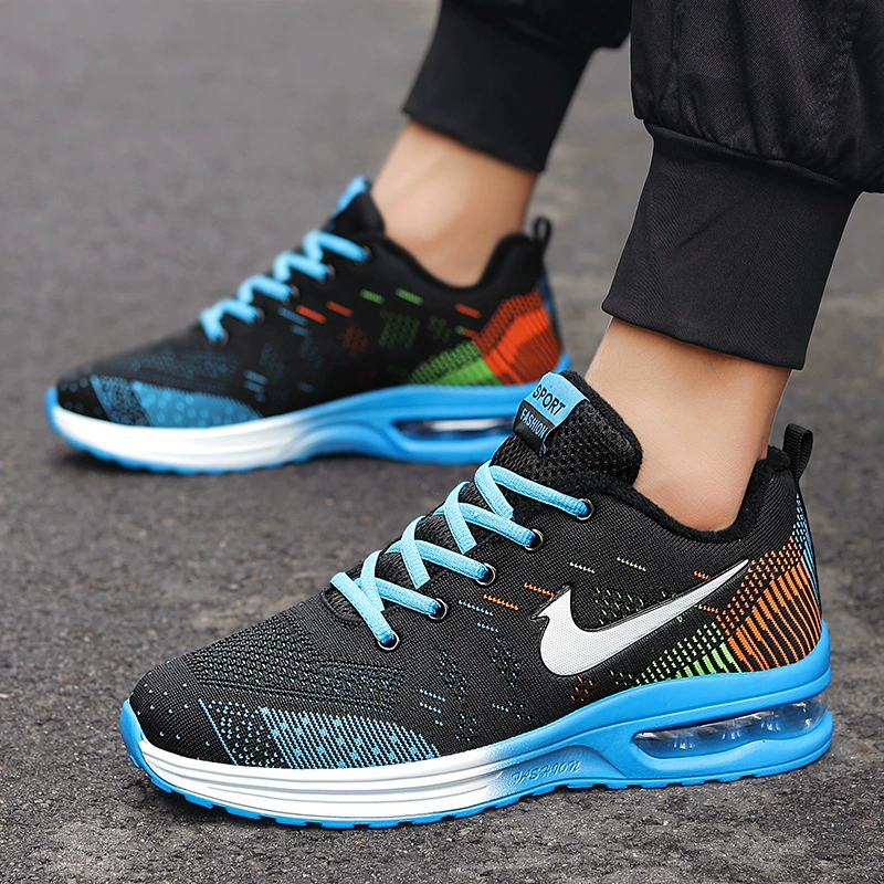 2022 Весна Новые Кроссовки больших размеров на воздушной подушке мужские корейские парные кроссовки, тканая дышащая дорожная повседневная обувь