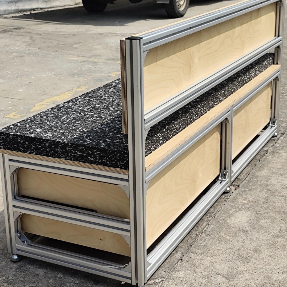 Aluminio, perfil de aleación de aluminio diy, tablero de abedul, taburete de viento industrial, muebles, sillas de aleación de aluminio