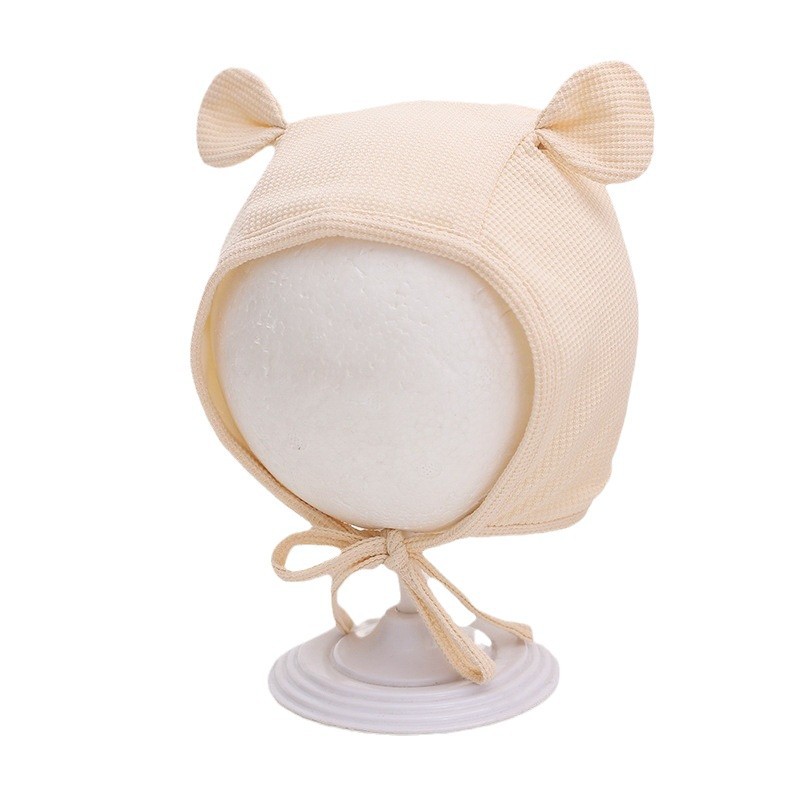 Sombreros para bebés primavera y otoño pequeños meses bebés simple sombrero de protector de orejas de color sólido lindo estilo de orejas gorra de algodón