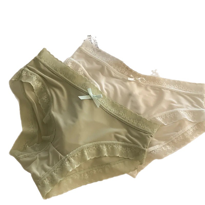 아이스 레이스 마스크팩 팬티 소녀 무흔 속건 여성 팬티 쾌적 통기 순면 가