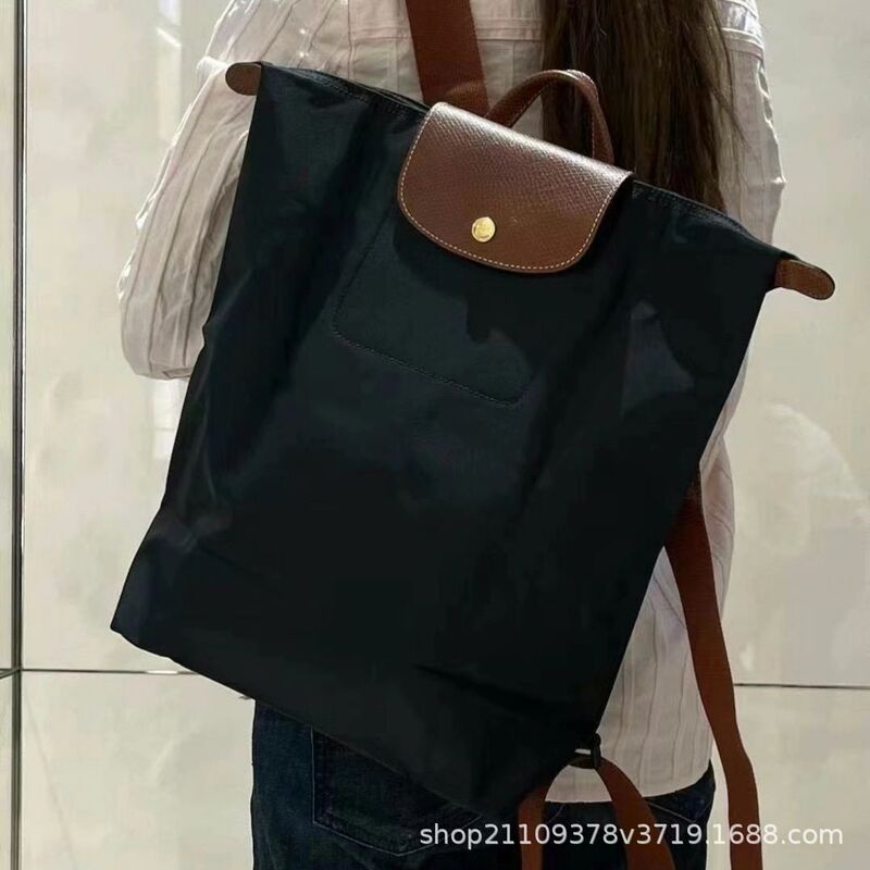 New Longxiang Backpack Large Nylon Folding Waterproof Backpack Large Capacity Dumpling Bag Commuter Schoolbag for Men and Women
