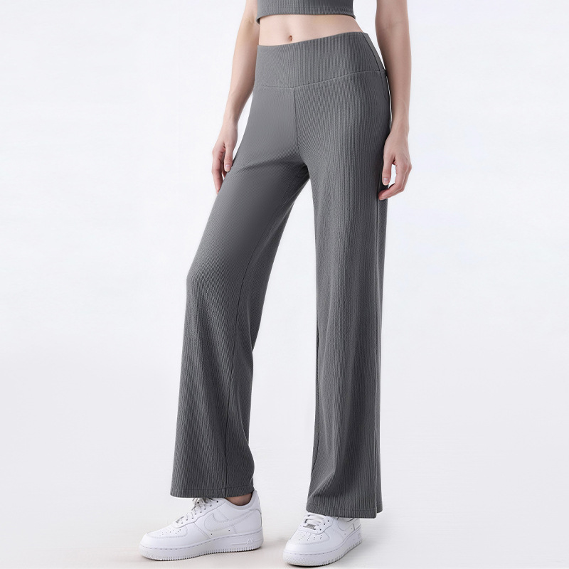 Nuevos pantalones casuales rectos delgados de cintura alta y pantalones de piernas anchas, cintura elástica, bolsillo en forma de cintura image 9