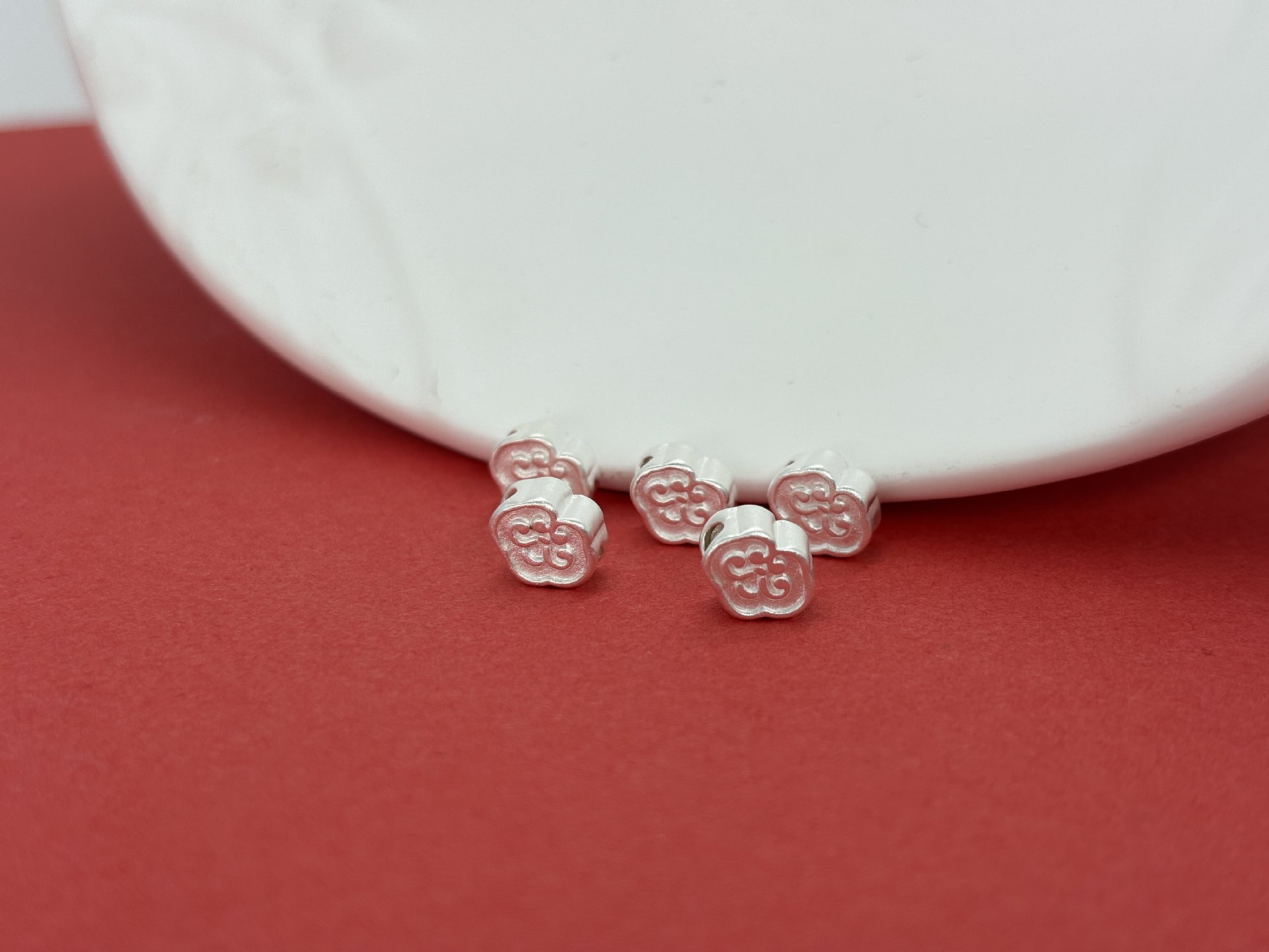 999 Pure Silver Patterned Cloud Beads Versatile Pure Silver Small Accessories Handmade DIY Braided Rope Accessories Bracelet Spacer Beads
